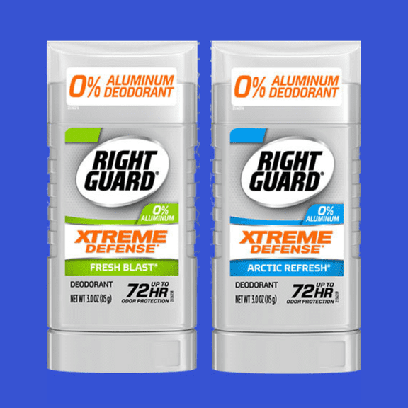 Right Guard Xtreme Defense Fresh Blast and Arctic Refresh Aluminum-Free Invisible Solid 3oz