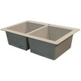 thumbnail image 4 of Transolid Radius 33in x 22in silQ Granite Drop-in Double Bowl Kitchen Sink with 4 CABD Faucet Holes, In Cafe Latte, 4 of 4