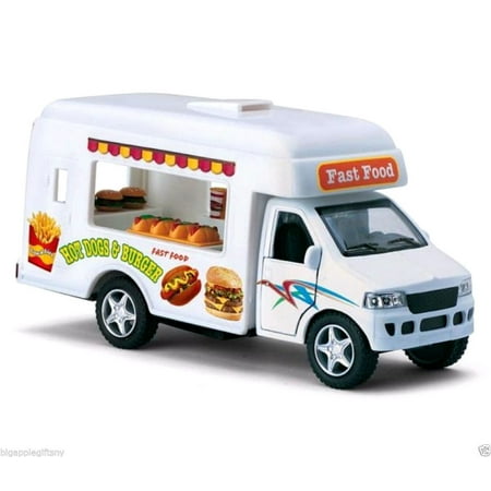 PULL BACK Fast Food Truck Hot Dogs & Burgers Truck Toy Model 5 inch
