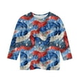 thumbnail image 5 of BRGZLK Kids Independence Day 3/4 Sleeve T-Shirts American Flag Tees Cute Round Neck Casual Pullover Top For Middle And Large Children's Boys And Girls Multicolor 9-10 Years, 5 of 5