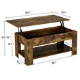 thumbnail image 3 of Yaheetech Table Basse Moderne à Plateau Relevable avec Compartiment Caché et Rangement pour Salon, Brun Rustique, 3 of 7