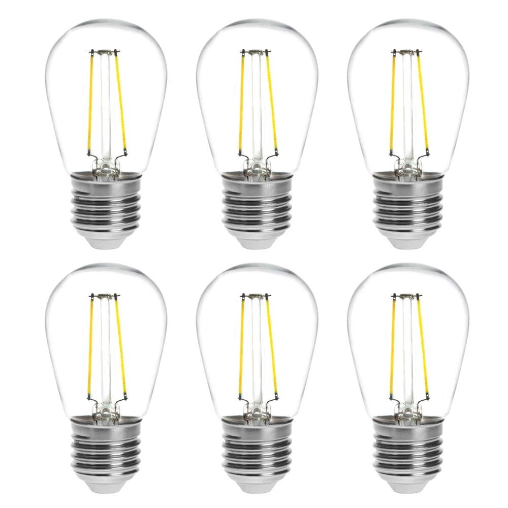 6Pack Luxrite LED Filament Bulb S14, 2W Bulb to Replace 20W