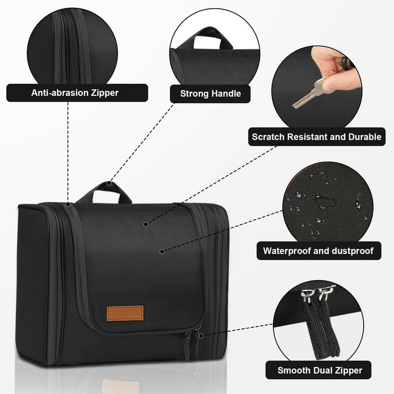 Toiletry Bag, Makeup Bags, 7MAGIC Toiletries Bag for Women and Men with Hanging Hook, Water-resistant Organizer Bag, Shower Bag for Essentials, Black Toiletry Bag, Makeup Bags, 7MAGIC Toiletries Bag for Women and Men with Hanging Hook, Water-resistant Organizer Bag, Shower Bag for Essentials, Black