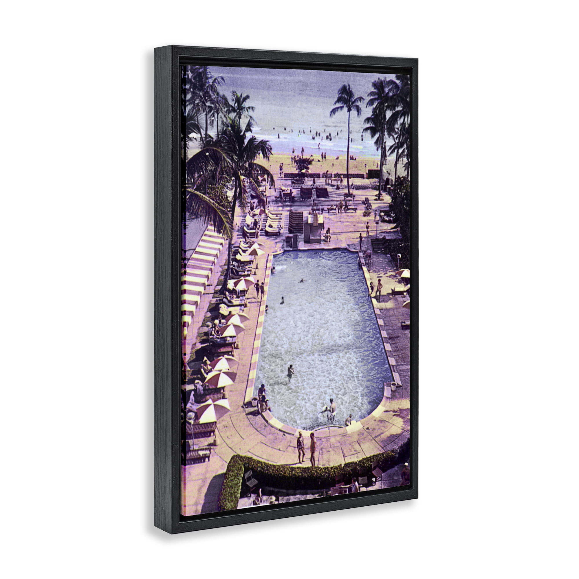 Stupell Industries Vintage Miami Sands Black Framed Floater Canvas Wall Art, design by Grotto Studios