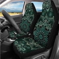 thumbnail image 2 of Binienty Bohemian Mandala Floral Auto Seat Covers with Steering Wheel Cover Armrest Cushion Pad Headrest Covers Automotive Seat Belt Covers Vehicle Interior Accessories Set for Sedan SUV Truck Van, 2 of 7