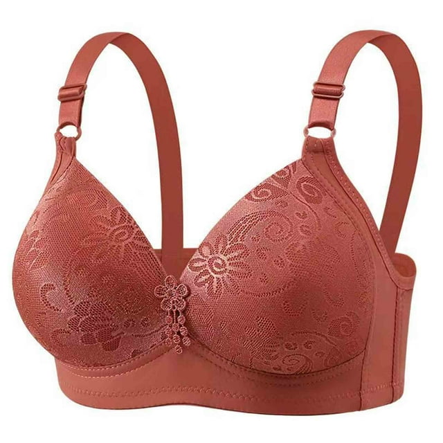 Weiqiqre Women's Underwear Full Coverage Compression Bra No Underwire Lace Unlined Bras Lightly Padded Bras