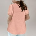 thumbnail image 4 of Jinhomg Plus Size Shirts for Girls Loose Fit Casual Solid Spring Summer Tops Lightweight Comfy Long Sleeve V-Neck Hide Belly Pullovers Pink, 4 of 8
