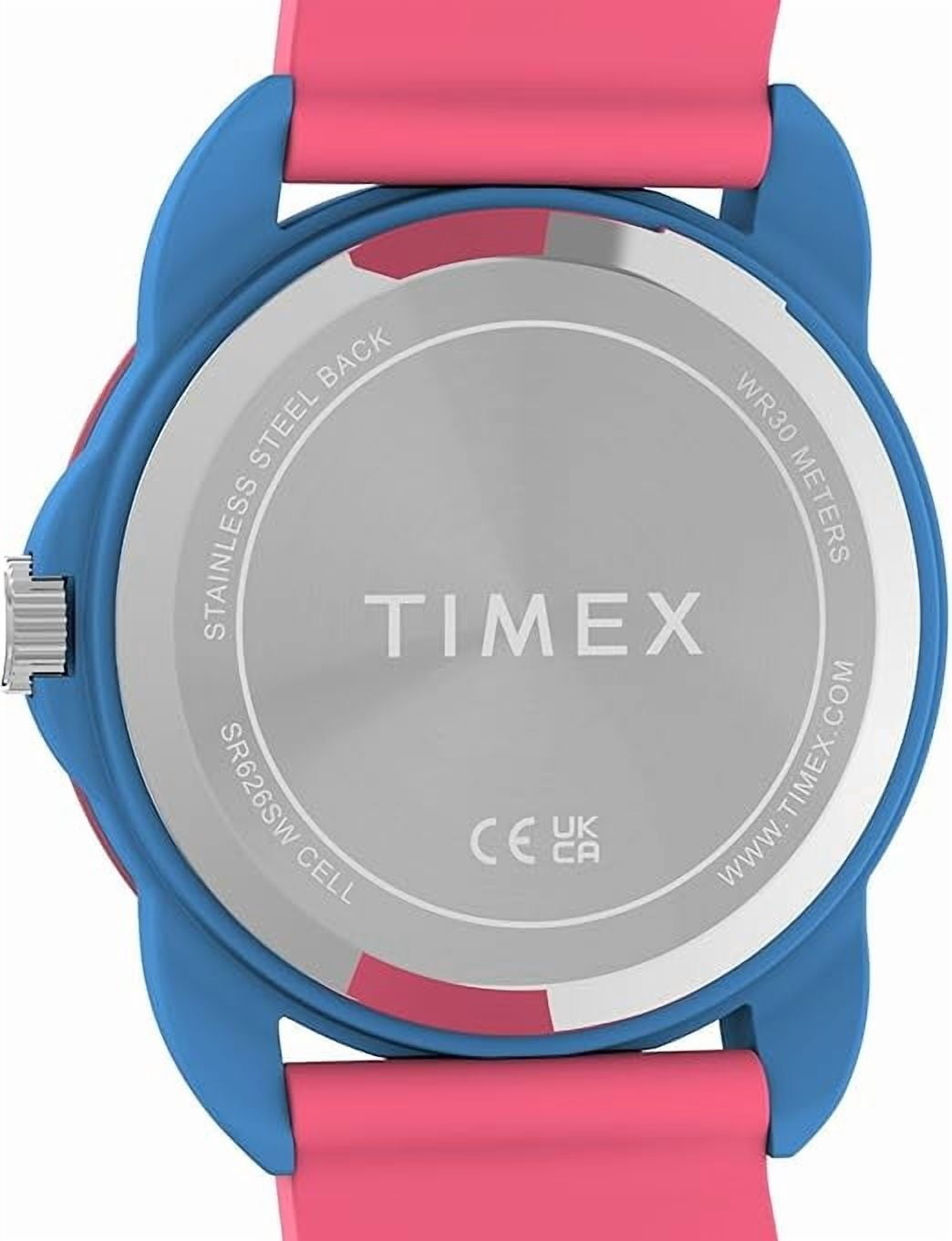Timex Youth Kids Time Teacher 30mm Watch - Pink Strap White Dial Blue Case