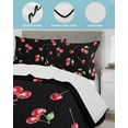 thumbnail image 4 of Quilts Twin XL Size, Cherry Rustic Soft Comforter Bedding Set for Bed, Spring Summer Tropic Fruit Black Lightweight Quilted Bedspread with Pillow Cover(2 Pieces) for All Season, 68x98 Inch, 4 of 6