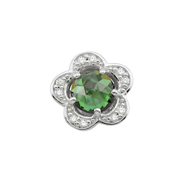 Persona by Jewlster: Premium Sterling Silver Double-Sided (May) Emerald CZ Flower Charm - Universal Fit for Persona, Pandora & European Bracelets
