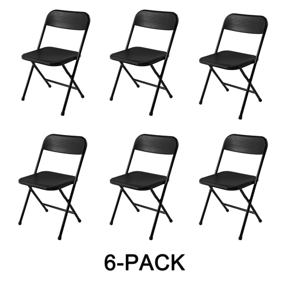 Mainstays Banquet Resin Folding Chair, Black, Set of 6