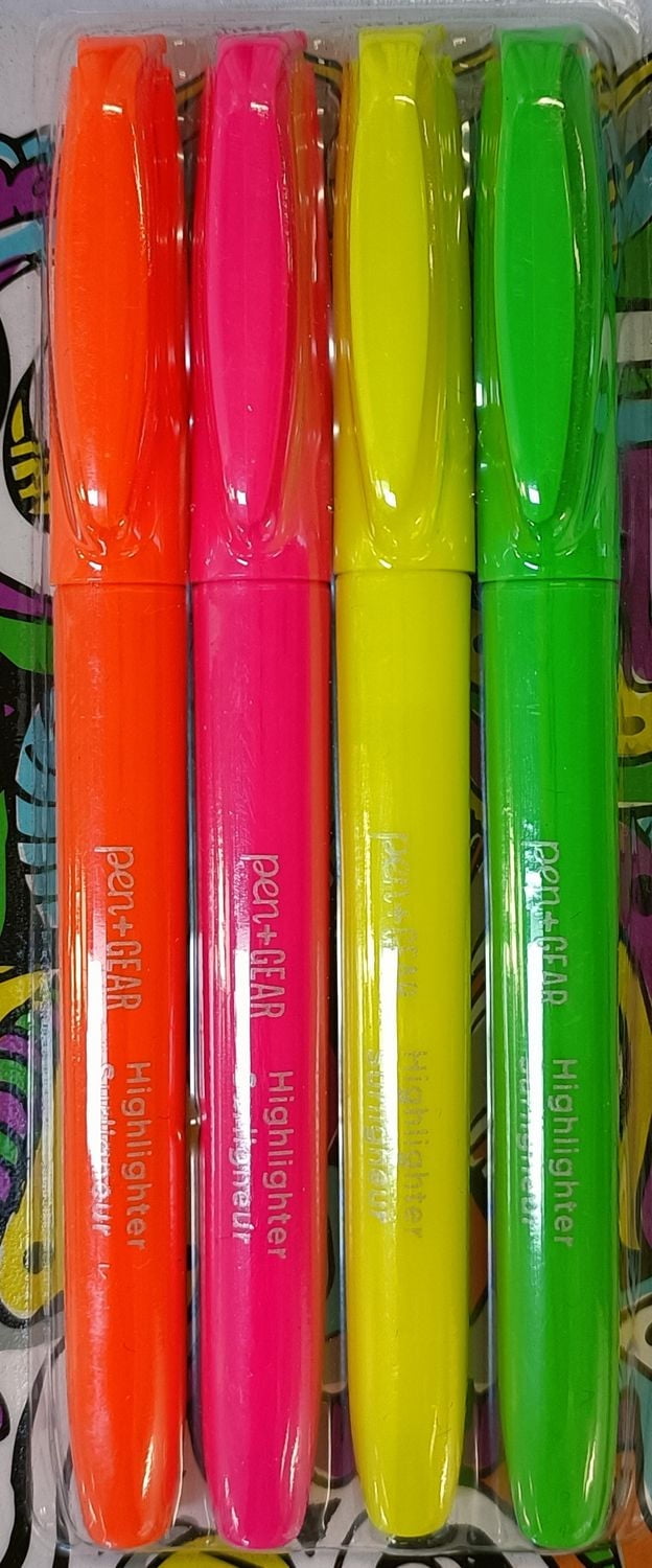 Pen+Gear 4-Pack Chisel Tip Slim Highlighters (Assorted Neons)