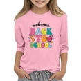 thumbnail image 2 of Grblisyd GirlsTops 3/4 Sleeve Back To School Kids Cute Letter Print Crewneck T-Shirts Summer Blouse Graphic Tees 10-12 Years, 2 of 4