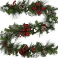 thumbnail image 1 of Pre-lit Christmas Garland, 9 ft Battery Operated Christmas Garland with 40 LED Lights, Ball Ornaments, Bow and Candy Cane, Xmas Garland for Indoor Home Winter Holiday Decoration (Lush Forest), 1 of 7