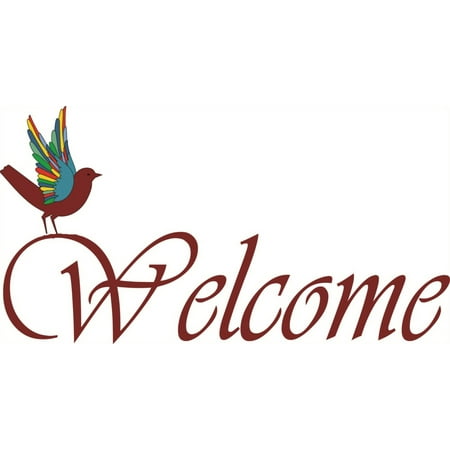 Wall Design Pieces Welcome Sign With A Colorful Bird Office Home Dãƒâ©Cor 8 X 20 Inches