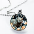 thumbnail image 2 of Rhinoceros Women's Glass Circular Pendant Necklace, 2 of 5