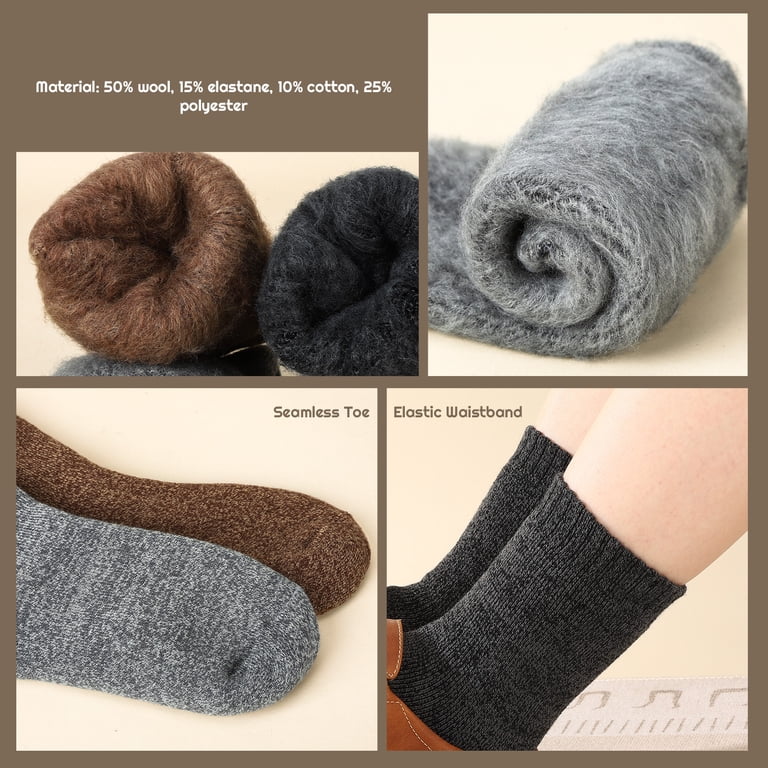 Bocaoying Men's Wool Thermal Crew Socks (4-Pack) photo 5