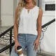 thumbnail image 3 of Camiseta plisada con cuello redondo para mujer, Tops sin mangas de Color sólido, camisetas informales para mujer, chaleco holgado, ropa de calle 2024, 3 of 4