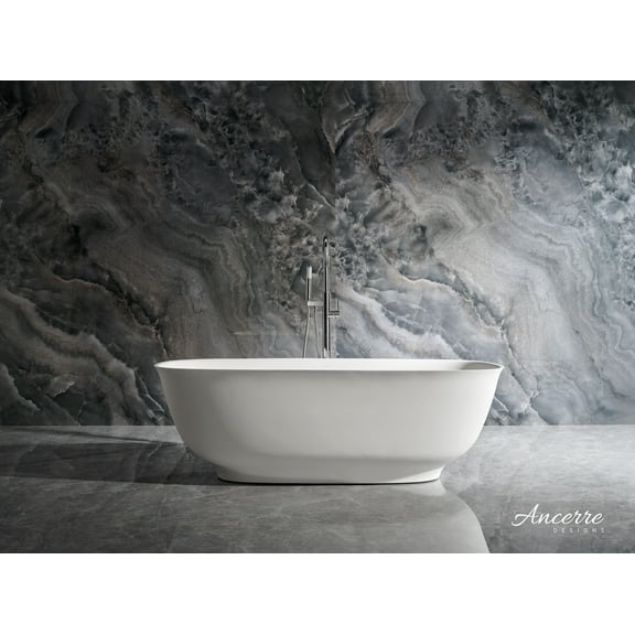 Fiore 67" W X 29.5" D Freestanding Solid Surface Bathtub in White