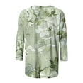 thumbnail image 5 of Amidoa Floral Women Tops Green Plus Size 3/4 Sleeve Crewneck Graphic Tees Womens Shirts XL, 5 of 5