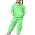 thumbnail image 6 of Arlun Hoodies and Joggers for Teen Girls Fall Winter Trendy Preppy Cherry Bow Graphic Print Long Sleeve Sweatshirt Soft Comfortable Sweatpants 2 Piece Outfit Sets for Kid Green 120, 6 of 7
