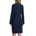 thumbnail image 3 of Conjuntos de falda para mujer INSPIRE CHIC, traje sin cuello, blazer y faldas lápiz, 2 piezas, atuendos elegantes, S azul oscuro, 3 of 6