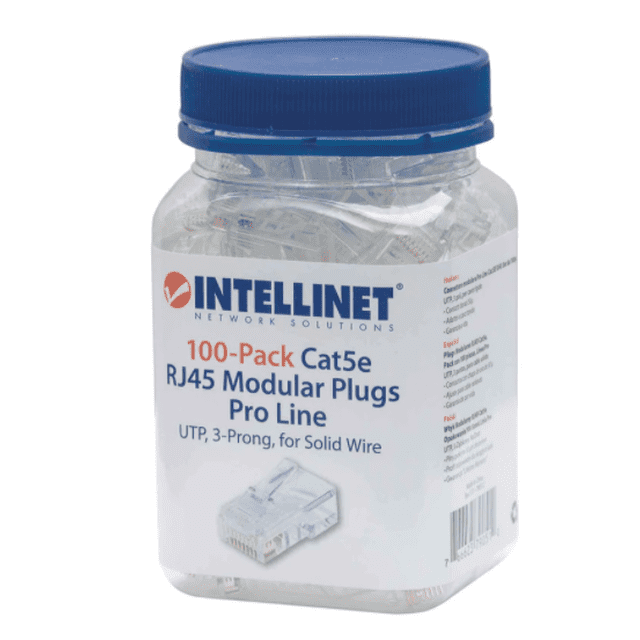 Plugs RJ45 Intellinet 100 Pzas CAT 5e UTP Solido 790512