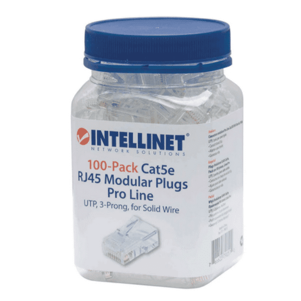 Plugs RJ45 Intellinet 100 Pzas CAT 5e UTP Solido 790512