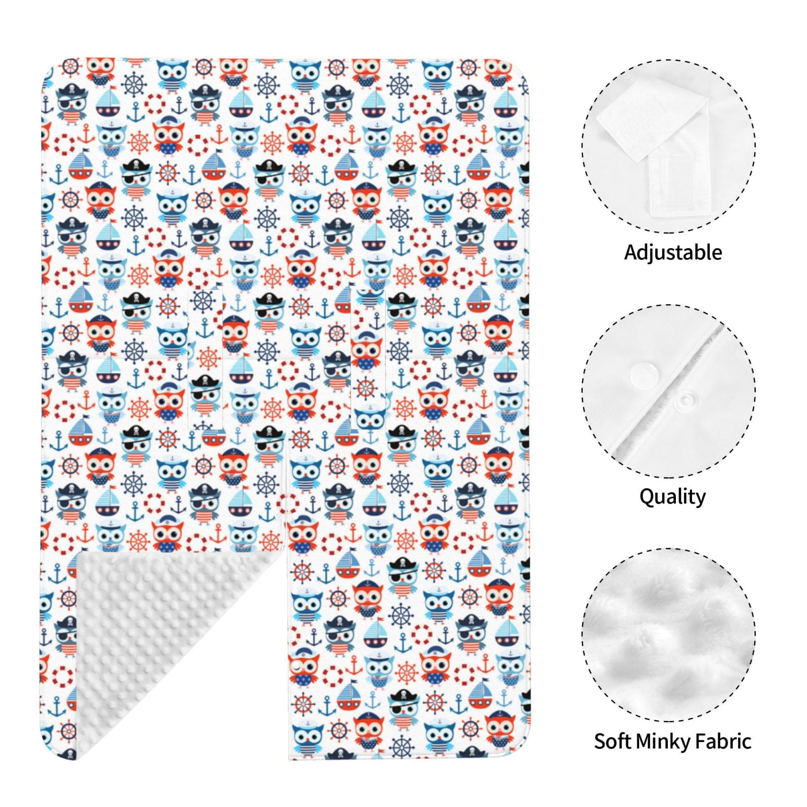 Naloa Nautical And Pirate Owls Baby Car Seat Cover, Breathable Baby Carrier Cover, Multiuse Baby Carrier Cover & Nursing Breastfeeding Cover