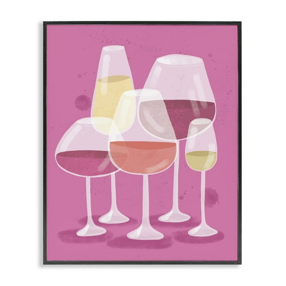 Stupell Industries Varied Wine Glasses Food & Beverage Painting Black Framed Art Print Wall Art, 11 x 14