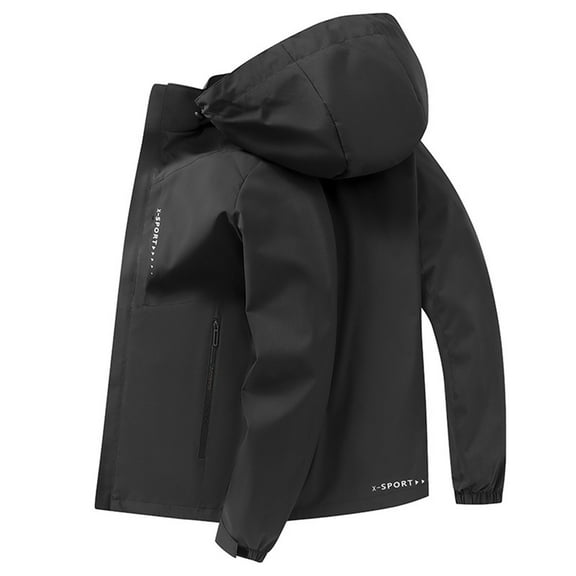 Qiggri Men's Windbreaker with Hood Lightweight Windproof Water Resistant Hooded Jacket for Running Hiking Travel