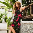 thumbnail image 2 of Vsdgher Robes d'Été Imprimé Cerise pour Femmes Robe de Plage Décontractée Col en U Sans Manches Robe d'Été Ample avec Poche, 2 of 7
