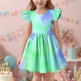 thumbnail image 3 of Cethrio Girl's Summer Dresses, Tie Dye A-Line Flutter Sleeve Princess Dresses Birthday Dresses Green Size 9-10T, 3 of 6