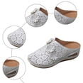 thumbnail image 5 of Rokment Flower Orthopedic Clogs Arch Support Wedge Mules for Women Boho Beach Comfortable Leather Closed Toe Air Cushion Walking Half Slippers Summer Casual Dress Slides Sandals Beige Size 6, 5 of 7