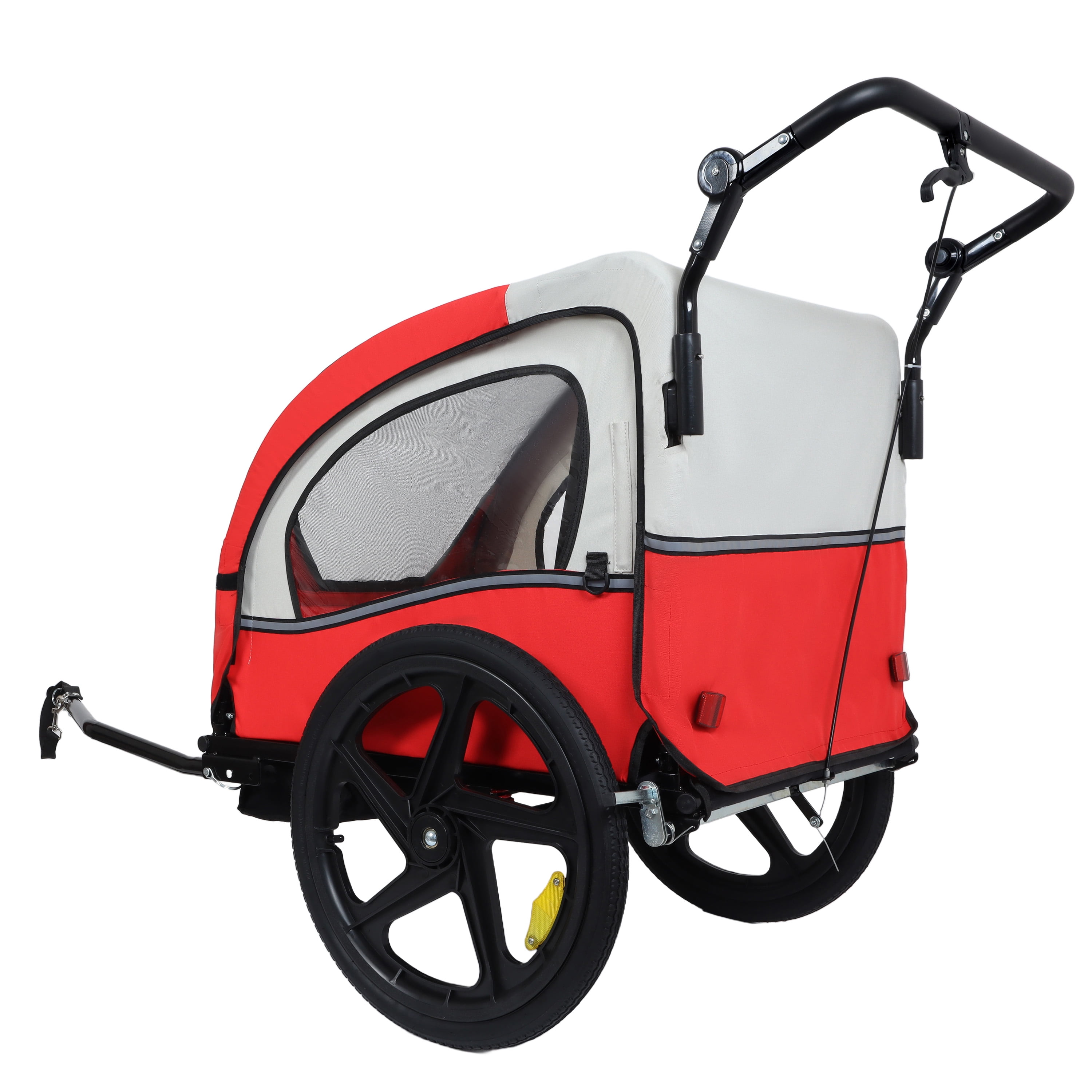 Olurrisa 2-in-1 Double 2 Seat with 5-point safety harnesses Bicycle Bike Trailer Jogger Stroller for Kids Children Foldable Collapsible w/Pivot Front Wheel, Storage Bag