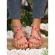 thumbnail image 4 of Sweetheart Red Flat Sandals With Heart Shape And Floral Detailing, Ankle Buckle, 4 of 5