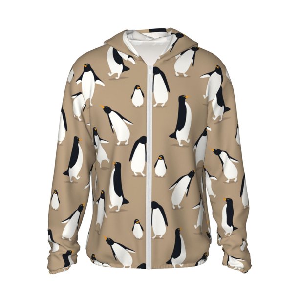Fotbe Lovely Penguin Chaqueta con Protección Solar UPF 50+ para Hombre y Mujer, Camisa con Capucha y Bolsillos-X-Large