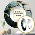 thumbnail image 3 of Designart "Marble Art In Teal and Gold " Abstract Round Mirror Set of 3 - Modern Turquoise Round Bathroom Wall Mirror Set, 3 of 5