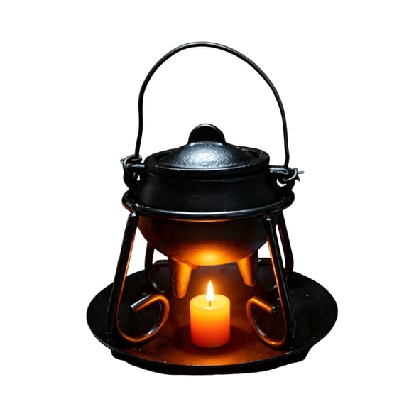 Halloween Cauldron Wax Warmer,Metal Witch Pot Candle Burner Halloween Decoration for Livingroom Home Bar Fireplace 4.8 Inch