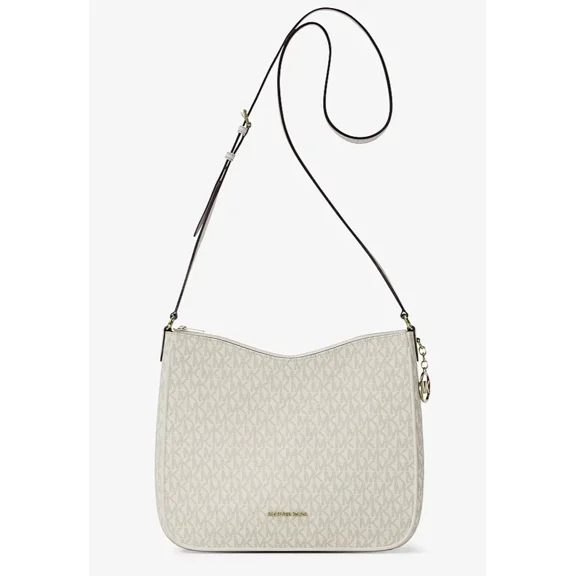 Michael Kors Nayla Medium Messenger Crossbody Bag Signature MK Light Cream