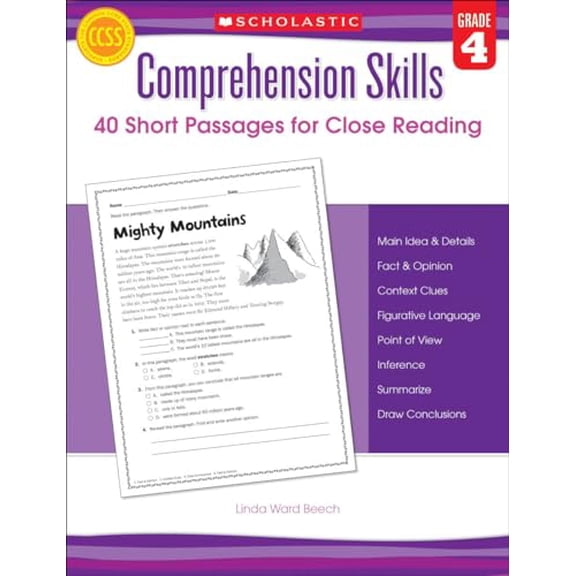 Pre-Owned Comprehension Skills: 40 Short Passages for Close Reading: Grade 4 (Paperback) 0545460557 9780545460552