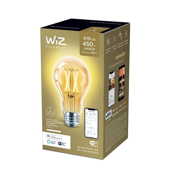 Foco Inteligente WiZ A19 Luz Cálida Vintage