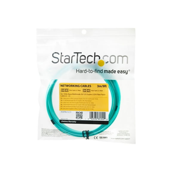 StarTech.com 3m Fiber Optic Cable - 10 Gb Aqua - Multimode Duplex 50/125 - LSZH - LC/LC - OM3 - LC to LC Fiber Patch Cable - Patch cable - LC multi-mode (M) to LC multi-mode (M) - 3 m - 3 m - fiber optic - duplex - 50 / 125 micron - OM3 - halogen-free - aqua - for P/N: J9152AST, MASFP10GBSR, SFP10GBLRMST, SFP10GBSRST, SFP10GSRSST, SFP10GSRXST