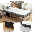thumbnail image 5 of 75" x 38" Portable Folding Bed Metal Frame Rollaway Bed with Memory Foam Mattress & Wheels, 5 of 10