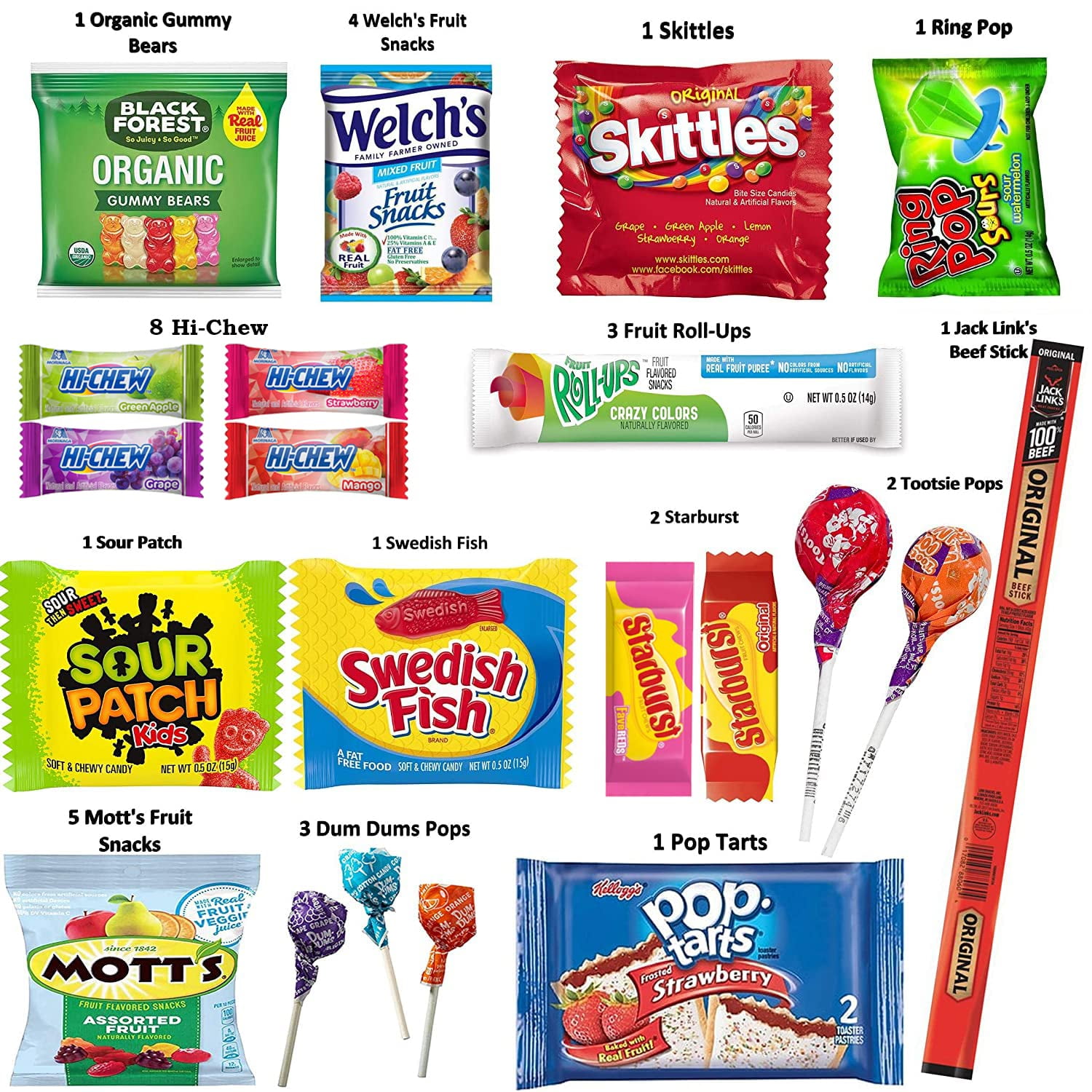 Foxy Fane 60 count Ultimate Gift Snack Box - Care Package with Variety Assortment of Chips, Cookies, Candy, Crackers & other Snacks - Bulk Bundle of Delicious Treats (60 Snacks - Assorted Pack)