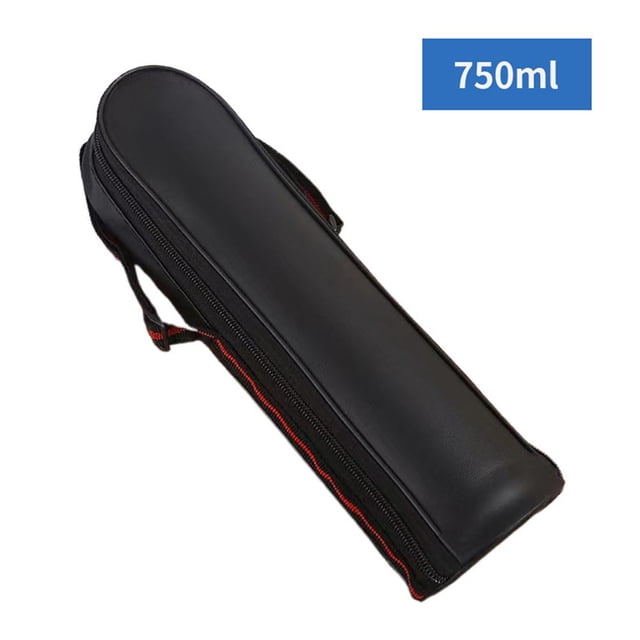Lttoisl Housse de Bouteille d'Eau Isolée Noire pour Bouteilles de 350 ml à 1200 ml, Porte-Flasque Portable en Cuir Résistant à l'Eau avec Sangle Ajustable pour Voyages et Sports en Plein Air