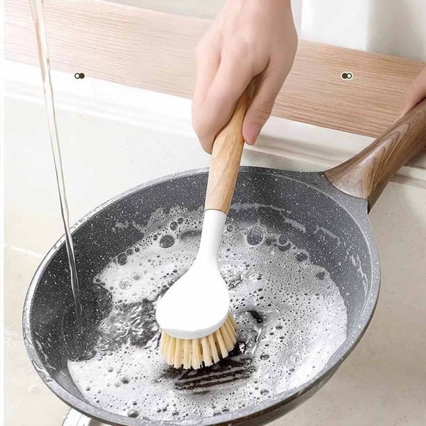 Cepillo de lavado para ollas, sartenes y platos | Cerdas de sisal con mango de cepillo de metal | Herramienta multiusos para fregar en cocina y baño | Agujero para colgar y fácil almacenamiento | 1