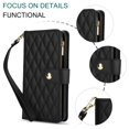 thumbnail image 6 of Decase for Samsung Galaxy A56 5G Wallet Phone Case with Crossbody Lanyard Strap&Wrist Strip,Shockproof Stylish Zipper Pockets Case with Card Slots+Cash Slots,PU Leather Folio Book Design,Black, 6 of 9