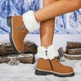 thumbnail image 4 of Fuzzy Snow Boots for Women Suede Fold Over Plush Warm Lug Sole Chunky Heel Zipper Winter Ankle Booties, 4 of 8