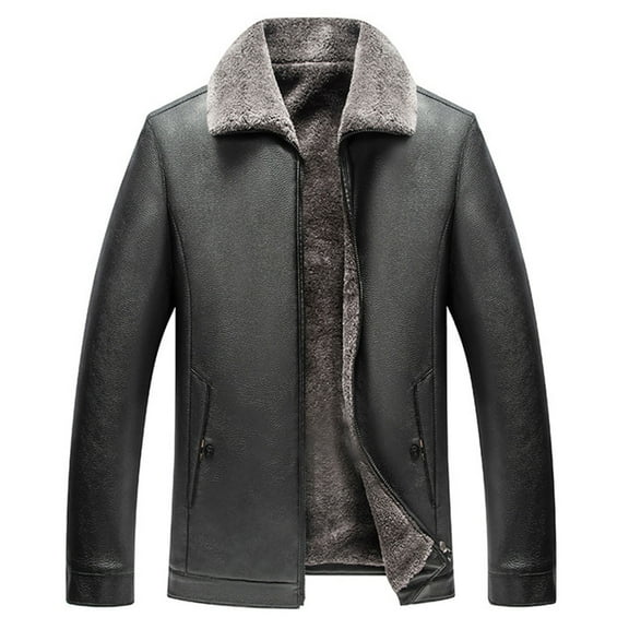 WREESH Fashion Winter Jacket Men Imitation Mink Velvet Warm Vintage Jacket Long Sleeve Winter Coat Casual Tops Black